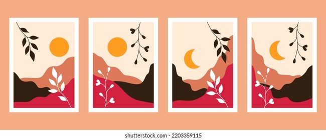 Abstract boho poster template collection