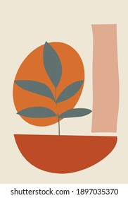 Abstract boho posters. Contemporary nature background set bohemian aesthetic, minimalist wall decor. Vector illustration.