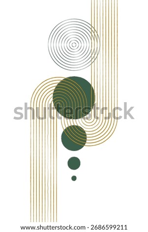 Abstract Boho rainbow arch. Boho zen arch poster. Scandinavian rainbow. Boho interior poster. Stock vector illustration isolated on white background.