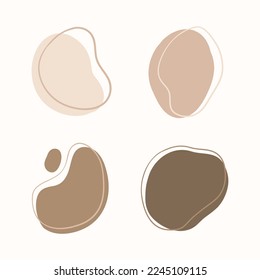 Abstract Boho random blob shapes simple hand drawn doodle art. Modern aesthetic illustrations. Bohemian style collection of contemporary artistic design element.