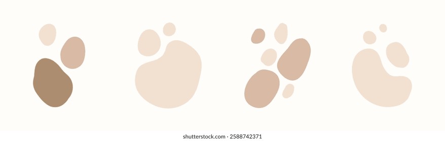 Abstract Boho random blob shapes simple hand drawn doodle art. Modern aesthetic illustrations. Bohemian style collection of contemporary artistic design element.