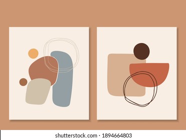 Abstract boho shape vector, colored abstract forme, boho elements, graphic poster 
