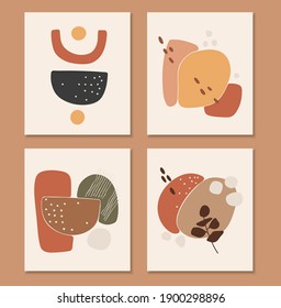 Abstract boho shape vector set, colored abstract form, boho elements, graphic poster, abstract boho vector