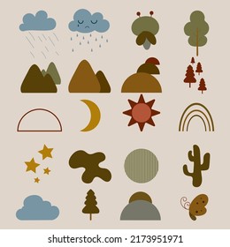 Abstract Boho Shapes with earth tone color