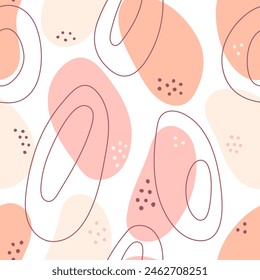 Abstract boho shapes with outline element seamless pattern. Vintage minimalist geometric design.