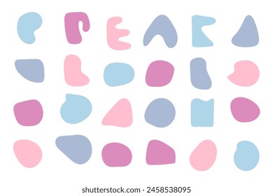 Abstract boho shapes, trendy modern organic stains silhouettes,nature simple aesthetic elements.Modern contemporary collage, various cute blobs.Isolated. Vector illustration.