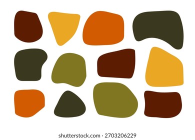 Abstrakte Boho Formen, trendige moderne organische Flecken Silhouetten, Natur einfache ästhetische Elemente. Moderne zeitgenössische Collage, verschiedene süße Kleckse. Einzeln. Vektorgrafik.