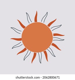 Abstract boho sun poster. Minimalist design for wallpaper decoration.