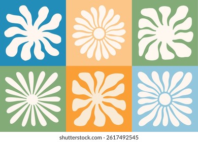 Abstract Boho Sun Vector Icon. Groovy And Wavy Flower Organic Silhouette for Contemporary Summer Logo, Print. Boho Hand Drawn Coastal Design. Modern Poster with Irregular Cutout Sea Shape. Naive Art.