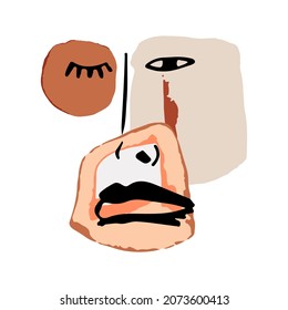 Resumen del vector de boho clipart. Dibujar a mano formas y caras abstractas. Terracota y colores naturales. Diseño de boho moderno y minimalista para cubiertas, folletos, pancartas, arte mural, carteles e impresiones