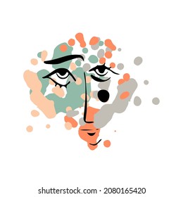 Resumen del vector de boho clipart. Dibujar a mano formas y caras abstractas. Terracota y colores naturales. Diseño de boho moderno y minimalista para cubiertas, folletos, pancartas, arte mural, carteles e impresiones