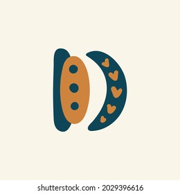 Abstract boho vector shapes. Doodle icon for fashion design, summer season or natural concept. Modern hand drawn illustration.