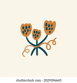 Abstract boho vector shapes. Doodle icon for fashion design, summer season or natural concept. Modern hand drawn illustration.