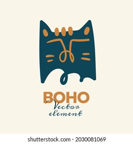Abstract boho vector shapes. Doodle icon for fashion design, summer season or natural concept. Modern hand drawn illustration.