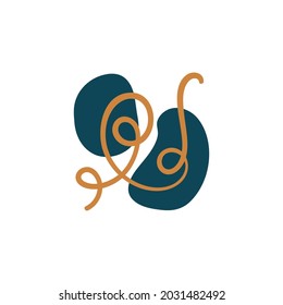 Abstract boho vector shapes. Doodle icon for fashion design, summer season or natural concept. Modern hand drawn illustration.