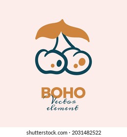 Abstract boho vector shapes. Doodle icon for fashion design, summer season or natural concept. Modern hand drawn illustration.
