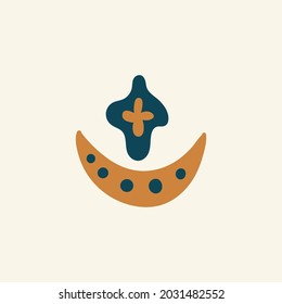 Abstract boho vector shapes. Doodle icon for fashion design, summer season or natural concept. Modern hand drawn illustration.
