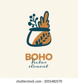 Abstract boho vector shapes. Doodle icon for fashion design, summer season or natural concept. Modern hand drawn illustration.