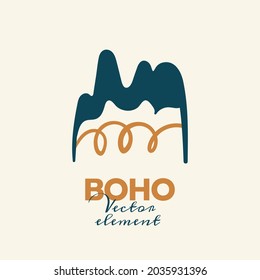 Abstract boho vector shapes. Doodle icon for fashion design, summer season or natural concept. Modern hand drawn illustration.