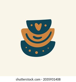 Resumen de formas vectoriales boho. Icono de Doodle para diseño de moda, temporada de verano o concepto natural. Ilustración moderna dibujada a mano.