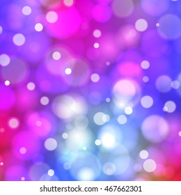 Abstract bokeh background. Brignt blurred lights wallpaper. Defocused image for web design and prints. Vector illustration. Shiny image.