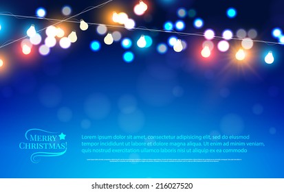 Abstract bokeh background. Christmas lights. Vector illustration