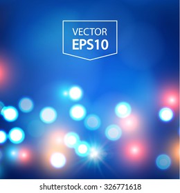 Abstract bokeh background. Christmas lights. Vector illustration