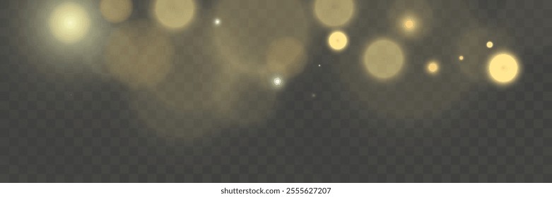 Abstract bokeh background with glowing light circles in warm golden tones on a deep burgundy gradient. Soft blur effects create an elegant and festive atmosphere. Ideal for holiday, celebration.