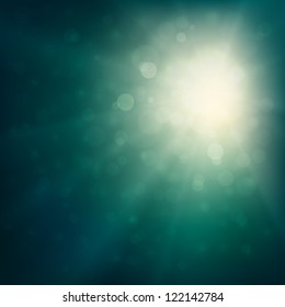 Abstract bokeh background illustration with sunbeams