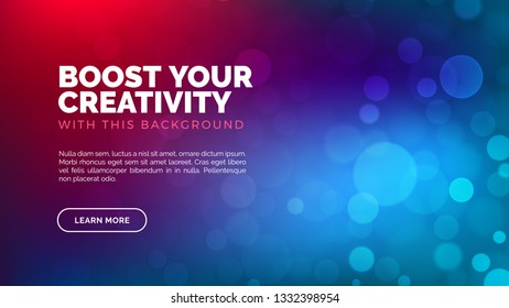 Abstract bokeh background, multicolor defocused lights, landing page for web, vector illustration