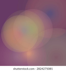 Abstract bokeh background with overlapping translucent circles in soft purple and yellow tones ideal for digital design backgrounds or overlays.