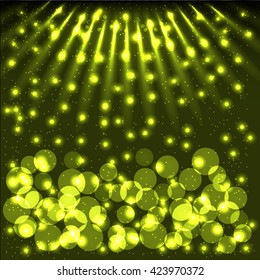 Abstract bokeh background with shining particles. Vector illustration