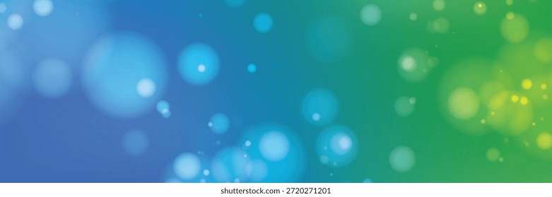 Abstractas fondo bokeh con un suave degradado de azul a verde, con suaves patrones de luz circulares y un efecto brillante de ensueño, perfecto para los medios digitales e impresos modernos