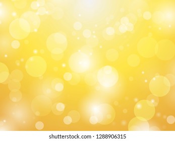 Abstract bokeh balls lights on golden background. Defocused bright lights vector illustration.