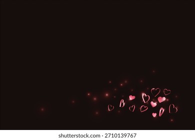 Abstract bokeh black background with blurred hearts. Vector illustration for romantic wallpaper, Valentine Day greeting card, wedding decoration