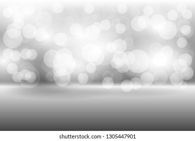 Abstract Bokeh black - white background image , Empty Gray studio room background.