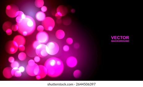 Resumo. bokeh borrar luz sobre fundo rosa e preto. vetor.