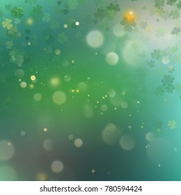 Abstract bokeh blur template with - trifolium clovers. Happy Saint Patrick s Day backdground. And also includes EPS 10 vector