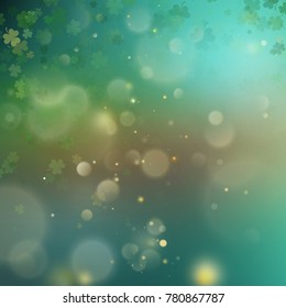 Abstract bokeh blur template with - trifolium clovers. Happy Saint Patrick s Day backdground. And also includes EPS 10 vector