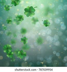 Abstract bokeh blur template with - trifolium clovers. Happy Saint Patrick s Day backdground. And also includes EPS 10 vector