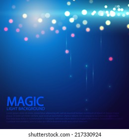 Abstract bokeh Christmas background with magic light. Vector illustration 