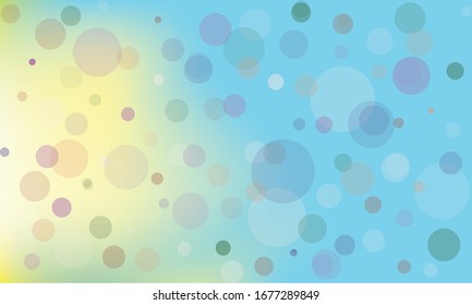 Abstract Bokeh colored lights with light yellow and blue blurry background. Vector illustration.