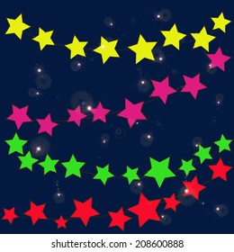 abstract bokeh colorful  star on a blue background