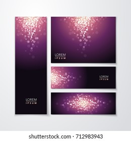 abstract bokeh dark glowing lights design banner set