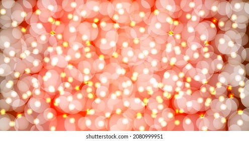 Resumen bokeh con luces desenfocadas y borrosas en un fondo rojo. Navidad y Año Nuevo. Ilustración vectorial para banners, volantes, afiches, tarjetas, saludos, medios sociales, redes sociales