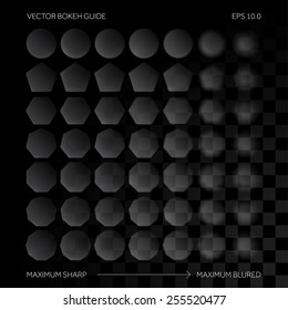 Abstract bokeh defocused lights for defocused background. Vector bokeh guide.