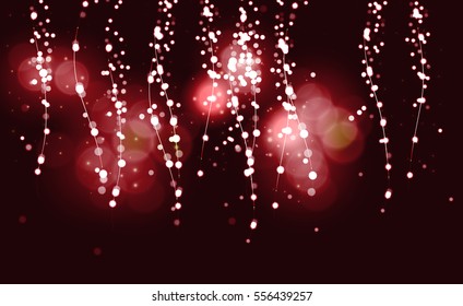 Abstract Bokeh effect red background. Vector illustration.