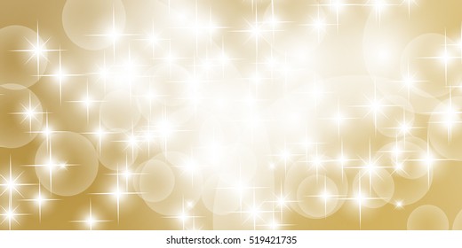 Abstract bokeh with gold background. Festive defocused lights
