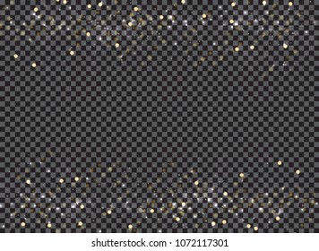 Abstract Bokeh And Gold Glitter Header Footers On Transparent Background. Vector Illustration