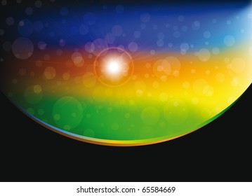 abstract bokeh green and yellow background with space motive with wave